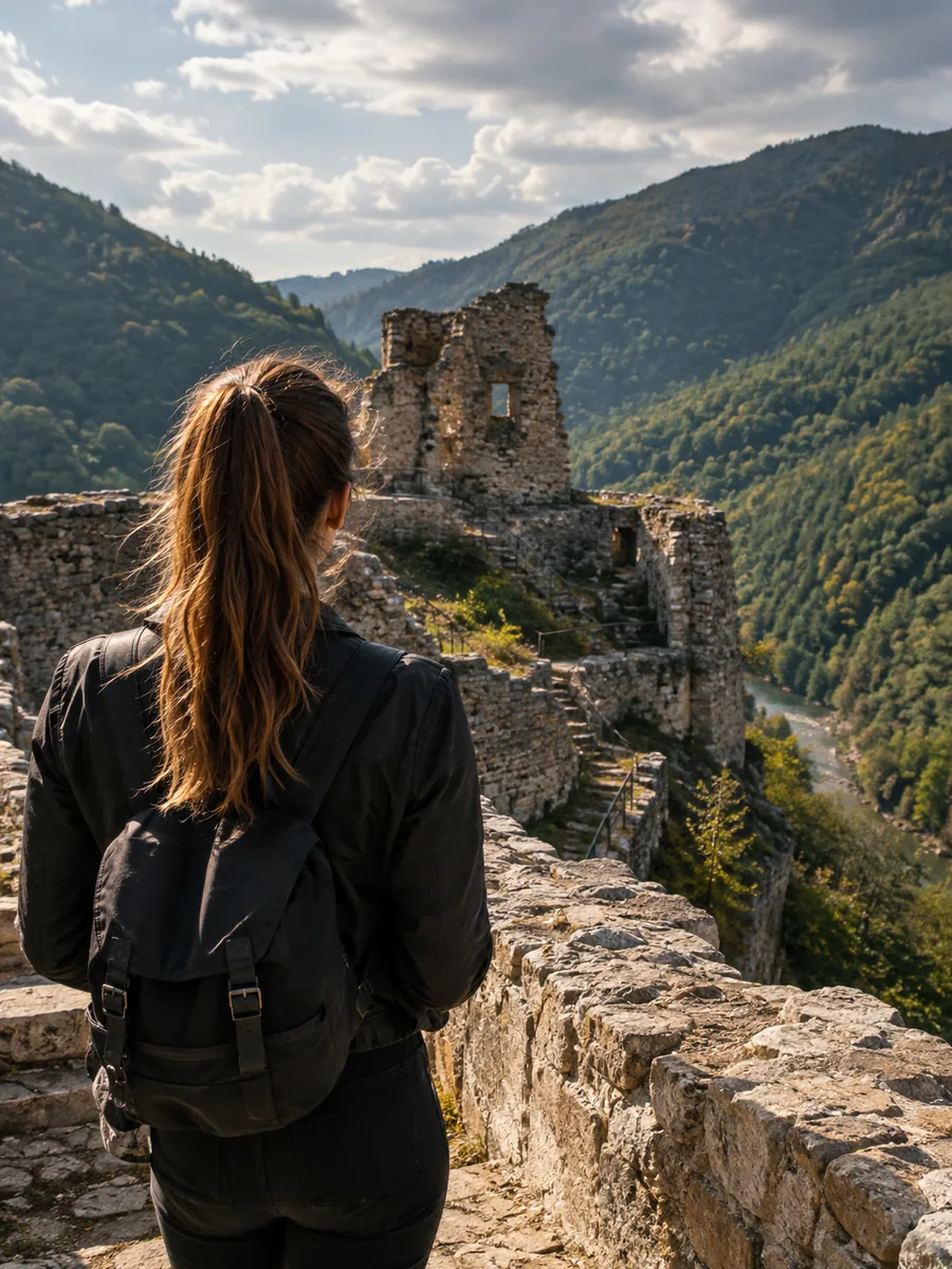 Blick auf die Burg Poenari